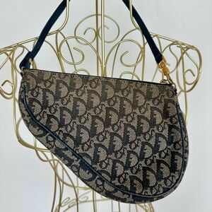 Dior Navy Blue and Cream Shoulder Bag